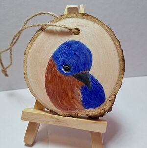 "Eastern Bluebird" Hand-painted Wall Hanging (NWOT)